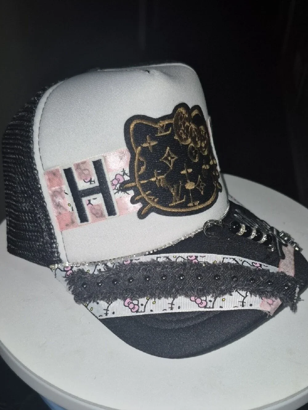 Modern DIY - Hello Kitty/LV Embellished Trucker Hat
